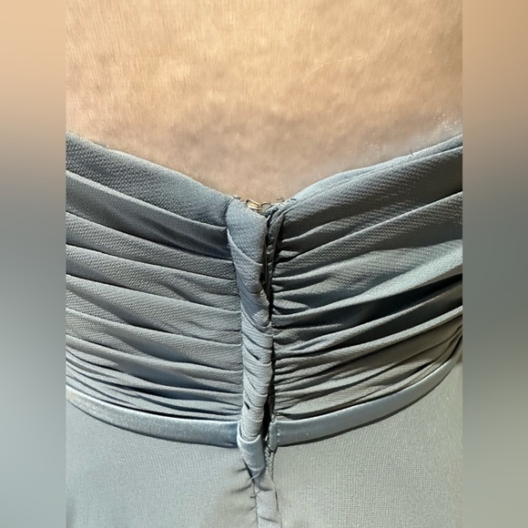 Brideside Cher dusty blue women’s chiffon spaghetti strap formal evening dress - Picture 11 of 16